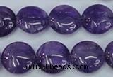 CNA270 15.5 inches 16mm flat round natural amethyst beads wholesale