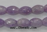 CNA315 15.5 inches 10*14mm faceted rice natural lavender amethyst beads