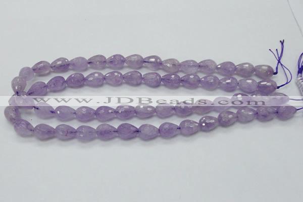 CNA317 15.5 inches 10*14mm faceted teardrop natural lavender amethyst beads