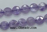 CNA321 15.5 inches 10mm faceted coin natural lavender amethyst beads