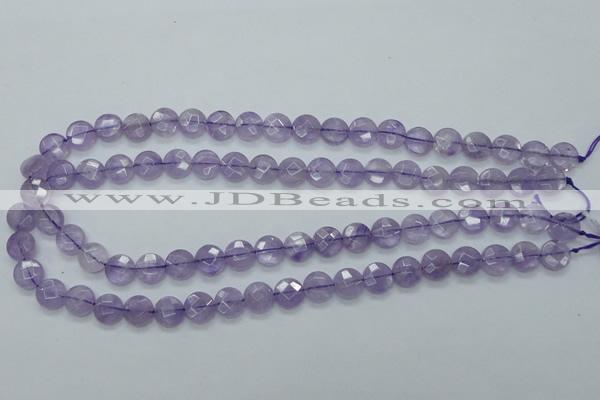 CNA321 15.5 inches 10mm faceted coin natural lavender amethyst beads