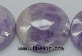 CNA327 15.5 inches 40mm faceted coin natural lavender amethyst beads