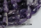 CNA47 15.5 inches 8*20mm faceted teadrop grade AB natural amethyst beads