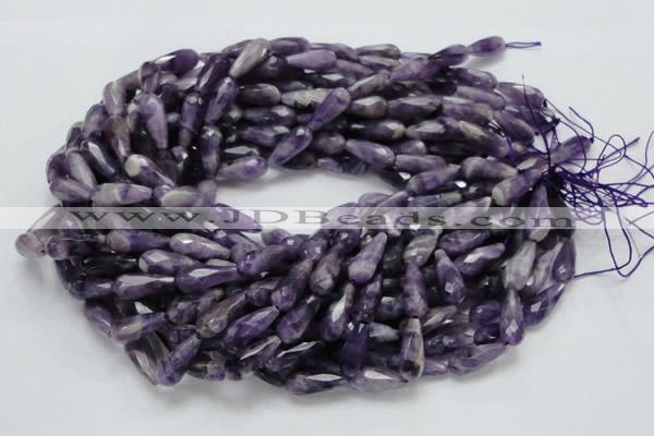 CNA47 15.5 inches 8*20mm faceted teadrop grade AB natural amethyst beads