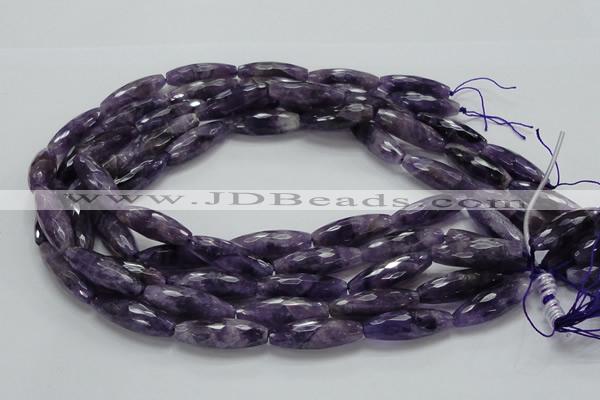 CNA54 15.5 inches 10*30mm faceted rice grade AB+ natural amethyst beads