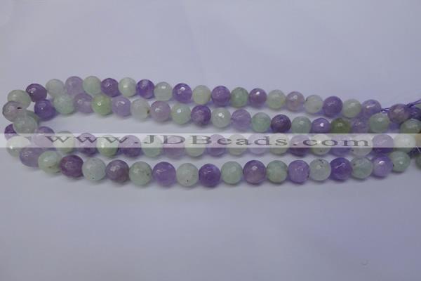 CNA663 15 inches 10mm faceted round lavender amethyst & prehnite beads