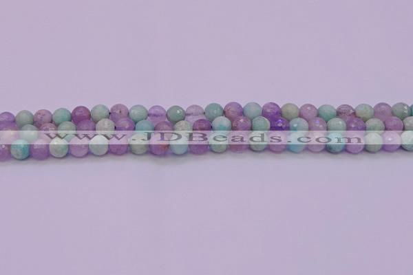 CNA681 15.5 inches 6mm faceted round lavender amethyst & amazonite beads