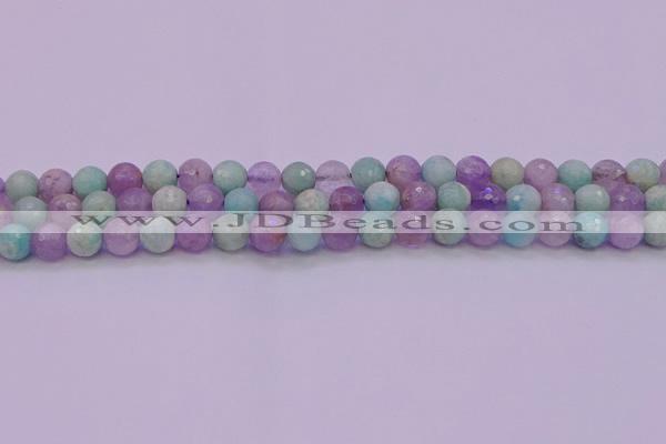 CNA682 15.5 inches 8mm faceted round lavender amethyst & amazonite beads