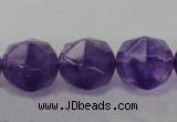 CNA72 15.5 inches 14mm faceted round natural amethyst beads