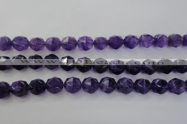 CNA72 15.5 inches 14mm faceted round natural amethyst beads