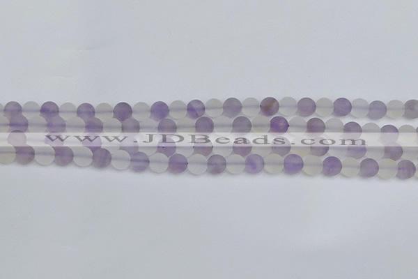 CNA736 15.5 inches 6mm round matte amethyst & white crystal beads