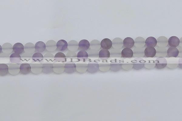 CNA738 15.5 inches 10mm round matte amethyst & white crystal beads