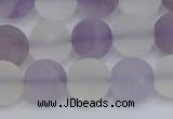 CNA739 15.5 inches 12mm round matte amethyst & white crystal beads