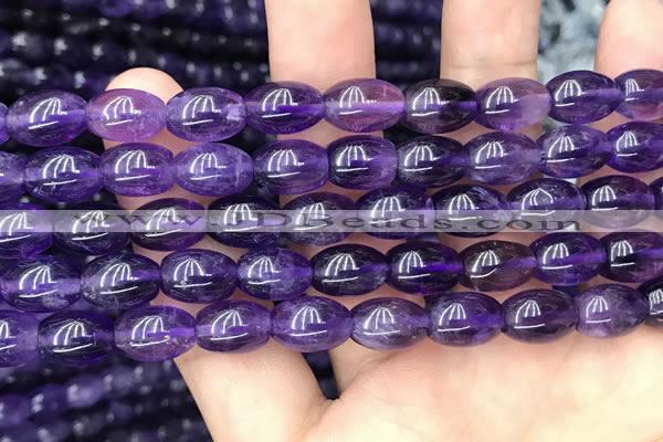 CNA772 15.5 inches 8*11mm rice amethyst gemstone beads