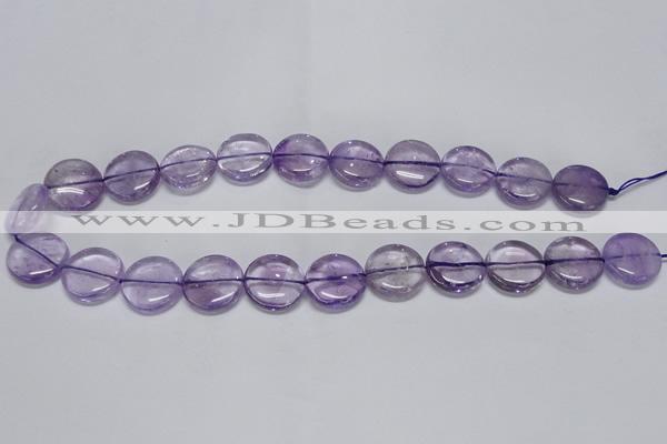 CNA820 15.5 inches 10mm flat round natural light amethyst beads