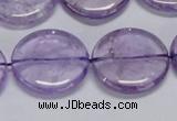 CNA826 15.5 inches 25mm flat round natural light amethyst beads