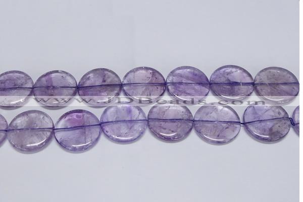 CNA828 15.5 inches 35mm flat round natural light amethyst beads