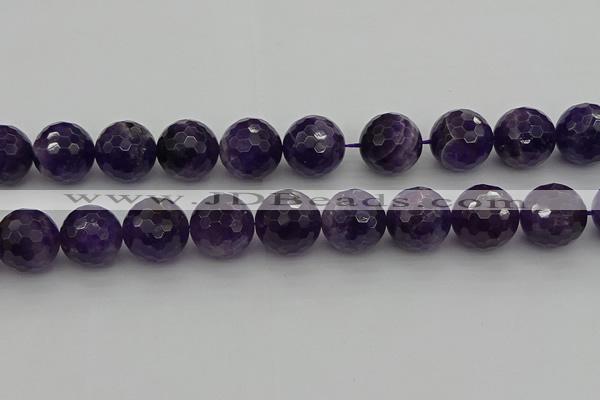 CNA919 15.5 inches 18mm faceted round natural amethyst beads