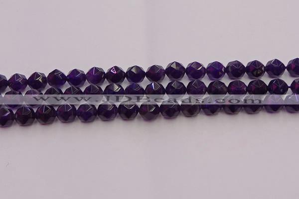 CNA938 15.5 inches 10mm faceted nuggets amethyst gemstone beads