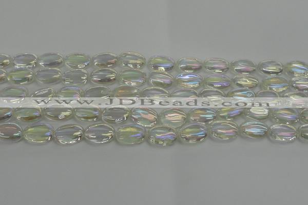 CNC216 15.5 inches 10*14mm oval AB-color white crystal beads