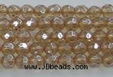 CNC516 15.5 inches 4mm faceted round dyed natural white crystal beads