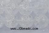 CNC554 15.5 inches 12mm round natural crackle white crystal beads