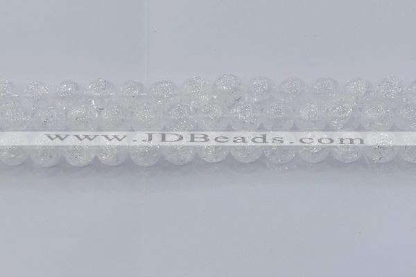 CNC554 15.5 inches 12mm round natural crackle white crystal beads