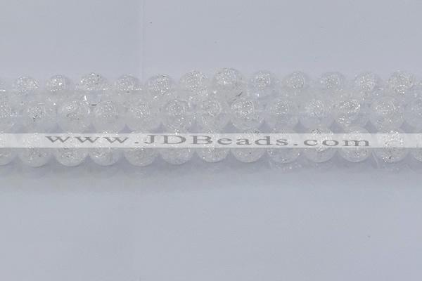 CNC555 15.5 inches 14mm round natural crackle white crystal beads