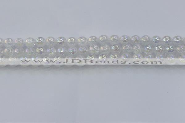 CNC562 15.5 inches 8mm round plated crackle white crystal beads