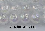 CNC563 15.5 inches 10mm round plated crackle white crystal beads