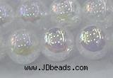 CNC566 15.5 inches 16mm round plated crackle white crystal beads