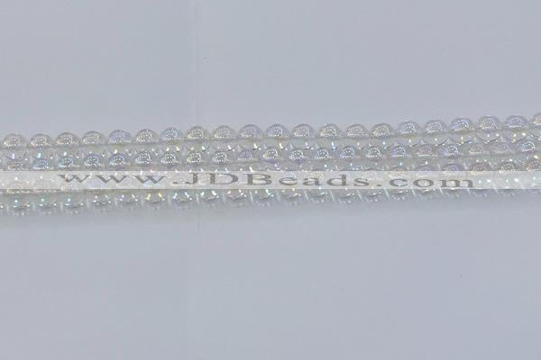 CNC570 15.5 inches 6mm round plated natural white crystal beads