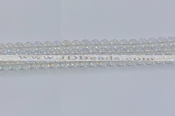 CNC571 15.5 inches 8mm round plated natural white crystal beads