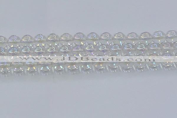 CNC574 15.5 inches 14mm round plated natural white crystal beads