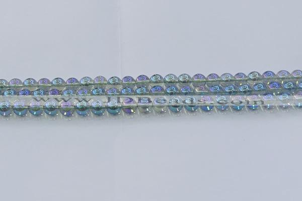 CNC582 15.5 inches 6mm round plated natural white crystal beads