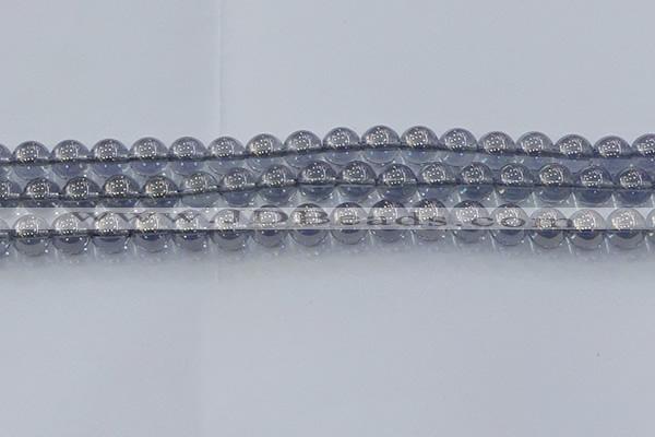 CNC595 15.5 inches 8mm round plated natural white crystal beads