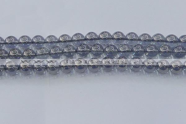 CNC598 15.5 inches 14mm round plated natural white crystal beads