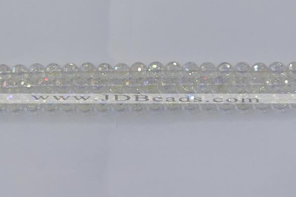 CNC602 15.5 inches 8mm faceted round plated natural white crystal beads