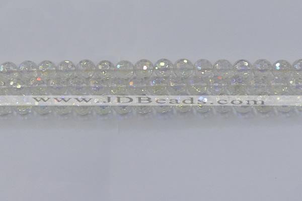 CNC603 15.5 inches 10mm faceted round plated natural white crystal beads