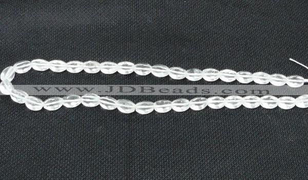 CNC61 15.5 inches 8*10mm faceted rice grade A natural white crystal beads