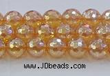 CNC614 15.5 inches 6mm faceted round plated natural white crystal beads