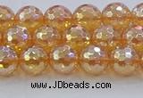 CNC615 15.5 inches 8mm faceted round plated natural white crystal beads