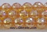 CNC616 15.5 inches 10mm faceted round plated natural white crystal beads