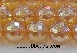 CNC618 15.5 inches 14mm faceted round plated natural white crystal beads