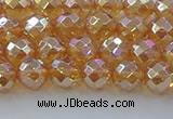 CNC620 15.5 inches 6mm faceted round plated natural white crystal beads