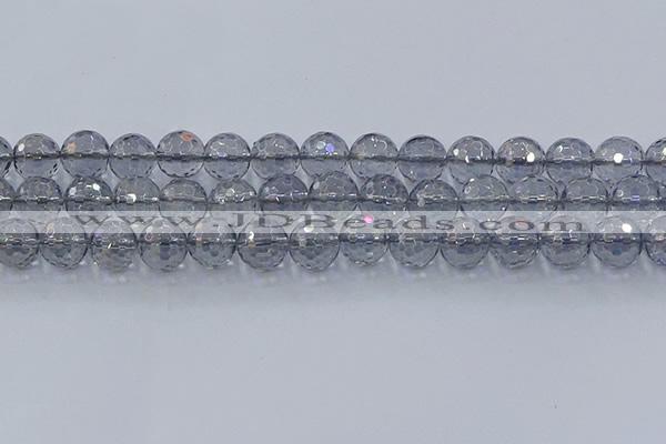 CNC642 15.5 inches 12mm faceted round plated natural white crystal beads