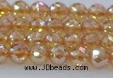 CNC651 15.5 inches 6mm faceted round plated natural white crystal beads