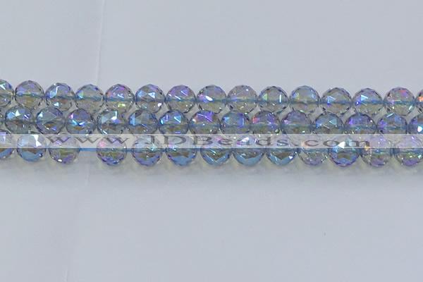 CNC660 15.5 inches 12mm faceted round plated natural white crystal beads