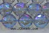 CNC661 15.5 inches 14mm faceted round plated natural white crystal beads