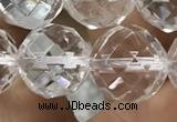 CNC707 15.5 inches 16mm faceted round white crystal beads